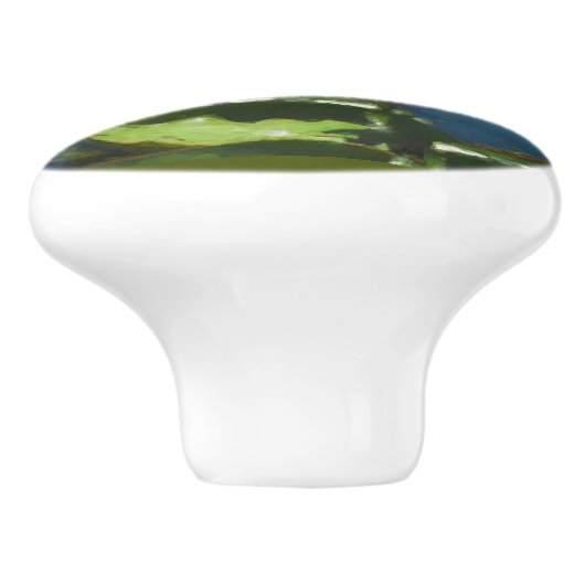 Mooie Perzik Roze Blauw Bloemen Monogram Lade Keramische Knop (Zijkant)