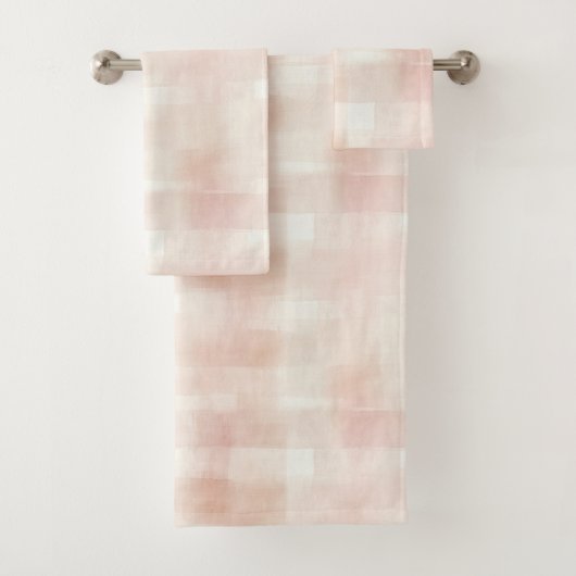 Mooie Perzik Roze Crème Plaid Bad Handdoek (Insitu)