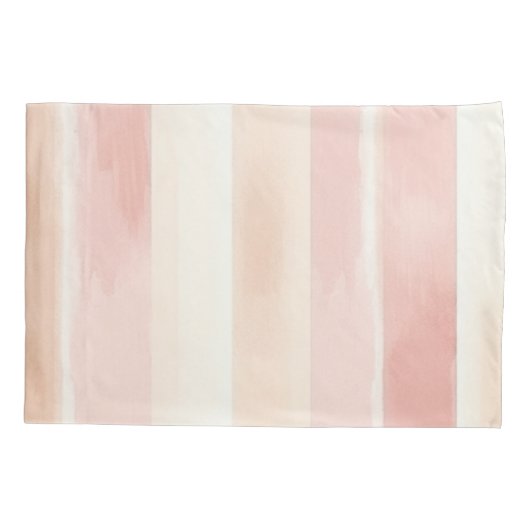 Mooie Perzik Roze Crème Strepen  Kussensloop (Achterkant-Links)