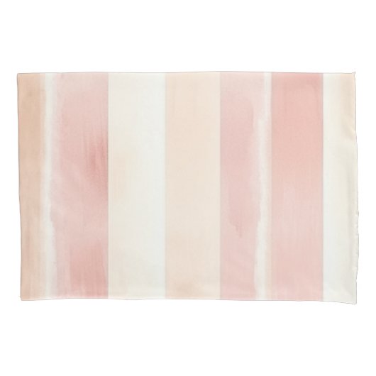 Mooie Perzik Roze Crème Strepen  Kussensloop (Voorkant-Links)