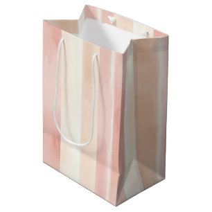 Mooie perzik roze crèmestrepen medium cadeauzakje