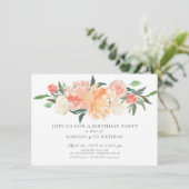 Mooie Perzik Waterverf Bloemen Verjaardagsfeest Kaart (Staand voorkant)