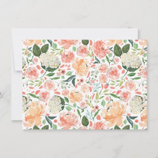 Mooie Perzik Waterverf Bloemen Verjaardagsfeest Kaart (Achterkant)