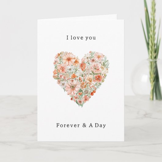 Mooie Perzik & Witte Bloemhart Liefde Kaart (Voorkant)