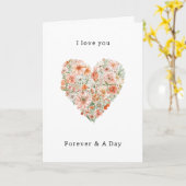 Mooie Perzik & Witte Bloemhart Liefde Kaart (Gele Bloem)