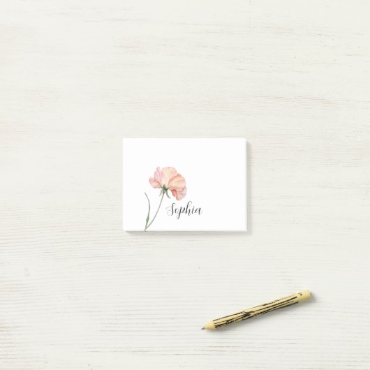 Mooie Perzikbloem Post-it® Notes (Op bureau)