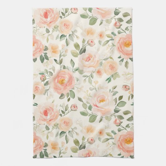 Mooie perzikbloemen bruidsuitnodiging theedoek (Verticaal)