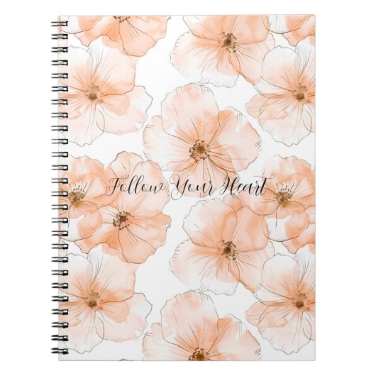 Mooie perzikbloemen notitieboek (Voorkant)