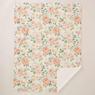 Mooie perzikbloemen   sherpa deken