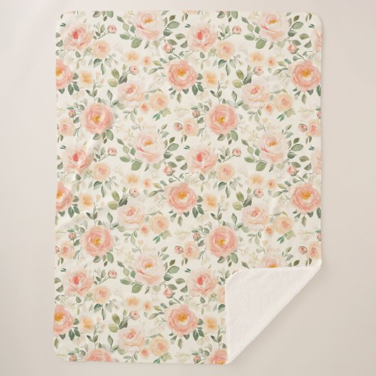 Mooie perzikbloemen sherpa deken (Voorkant)