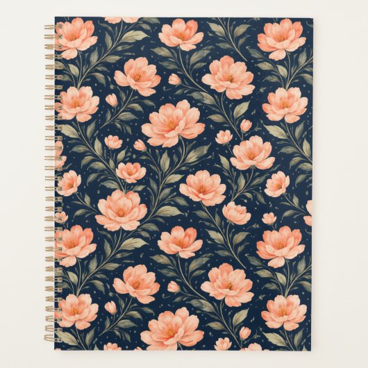 Mooie perzikbloesems op marineblauw planner (Voorkant)