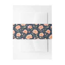 Mooie perzikbloesems op marineblauw uitnodigingen wikkel