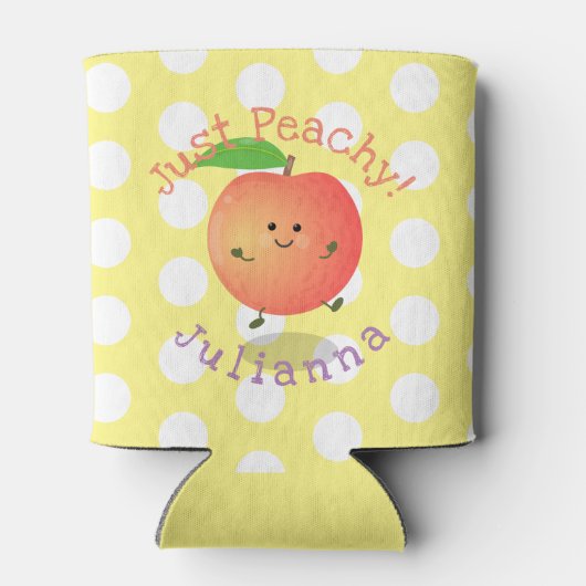 Mooie perzikgele cartoon illustratie blikjeskoeler (Achterkant)