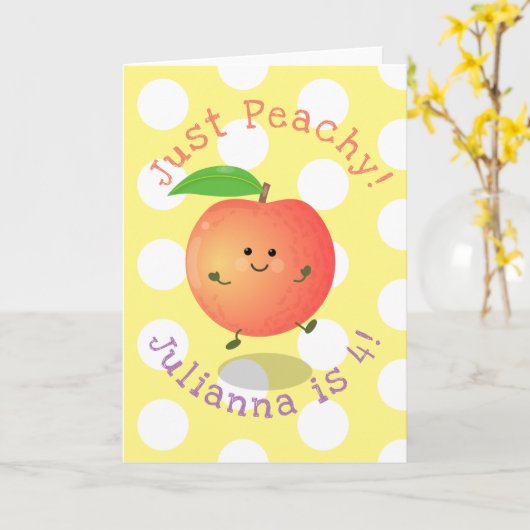 Mooie perzikgele cartoon illustratie kaart (Gele Bloem)