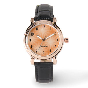 Mooie perzikkleurige zonneknop horloge met geperso