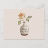 Mooie perzikroos bloem in vaas briefkaart (Voorkant)