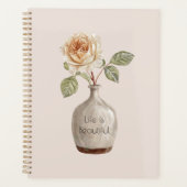 Mooie perzikroos bloem in vaas planner (Voorkant)