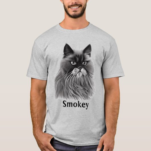 Mooie Perzische Kat met Facultatieve Naam T-shirt (Voorkant)