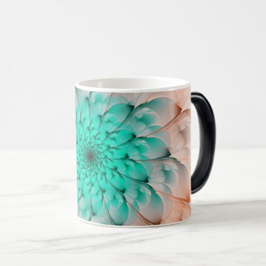 Mooie Perzitische bloesem Turquoise Fractal Flower Magische Mok (Voorkant rechts)