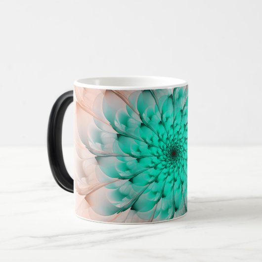 Mooie Perzitische bloesem Turquoise Fractal Flower Magische Mok (Voorkant links)