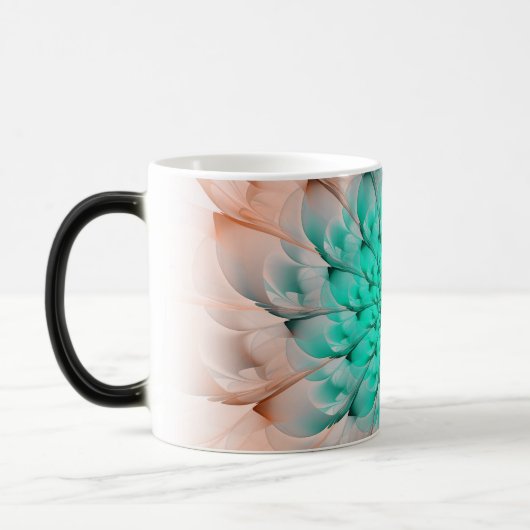 Mooie Perzitische bloesem Turquoise Fractal Flower Magische Mok (Links)
