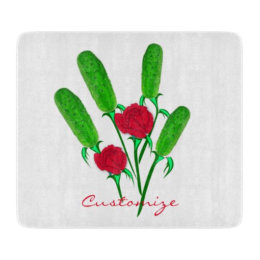 Mooie Pickle Bouquet met Rozen Thunder_Cove Snijplank (Voorkant)