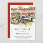 Mooie picknick achtertuin rood bloemig Vrijgezelle Kaart (Voorkant / Achterkant)