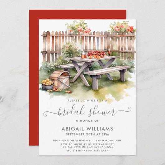 Mooie picknick achtertuin rood bloemig Vrijgezelle Kaart (Voorkant / Achterkant)