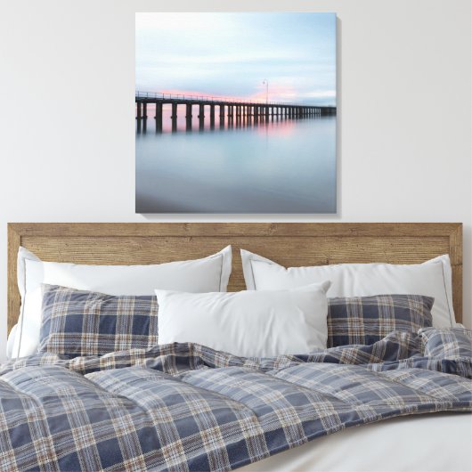 Mooie Pier Ocean Sunset Calm Canvas Afdruk (Insitu (Slaapkamer))