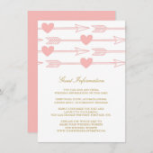 Mooie Pijlen Bruiloft invoegen Kaart / Blush & Gol (Voorkant / Achterkant)