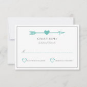 Mooie Pijlen Bruiloft RSVP Kaart / Blauwgroen & Gr (Voorkant)