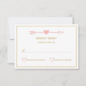 Mooie Pijlen Bruiloft RSVP Kaart / Blush & Gold (Voorkant)
