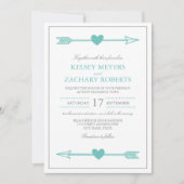 Mooie pijlen bruiloft uitnodiging / Blauwgroen en (Voorkant)