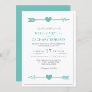 Mooie pijlen bruiloft uitnodiging / Blauwgroen en