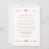 Mooie pijlen bruiloft uitnodiging / Blush & Gold (Voorkant)