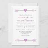 Mooie pijlen bruiloft uitnodiging / Lila en grijs (Voorkant)