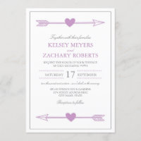 Mooie pijlen bruiloft uitnodiging / Lila en grijs