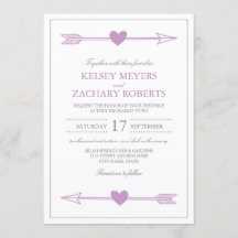 Mooie pijlen bruiloft uitnodiging / Lila en grijs