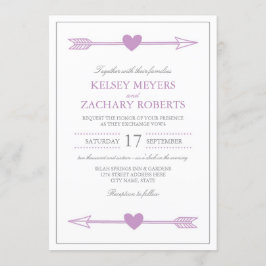 Mooie pijlen bruiloft uitnodiging / Lila en grijs