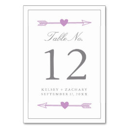 Mooie Pijlen Tafelnummer Kaart / Lila en Grijs