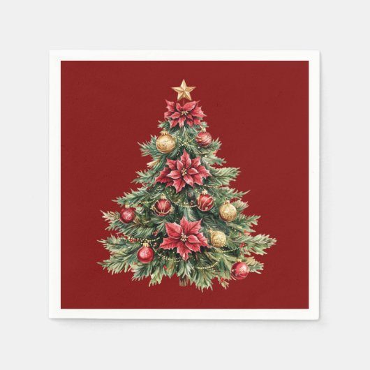 Mooie pijnboom rood kerstfeest servet (Voorkant)