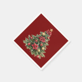 Mooie pijnboom rood kerstfeest servet (Hoek)