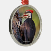 Mooie pileated Woodpecker op de boom Metalen Ornament (Rechts)
