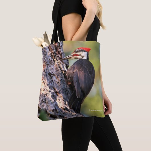 Mooie pileated Woodpecker op de boom Tote Bag (Dichtbij)