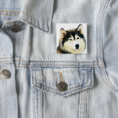 Mooie Pin-Button - Siberian Husky Vierkante Button 5,1 Cm (In situ)