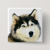 Mooie Pin-Button - Siberian Husky Vierkante Button 5,1 Cm (Voorkant)