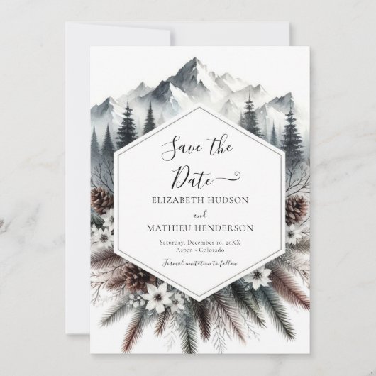 Mooie Pine Mountain bruiloft Save The Date (Voorkant)