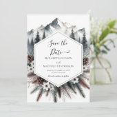 Mooie Pine Mountain bruiloft Save The Date (Staand voorkant)