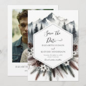 Mooie Pine Mountain bruiloft Save The Date (Voorkant / Achterkant)