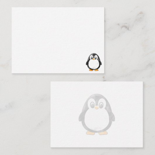 Mooie pinguïn cartoon aangepaste blanco notitiekaartje (Voorkant / Achterkant)